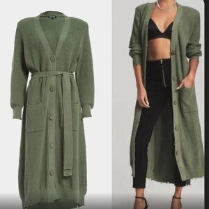 SER.O.YA Amanda Green Knit V Neck Tie Waist
Button Down Sweater Maxi Dress L